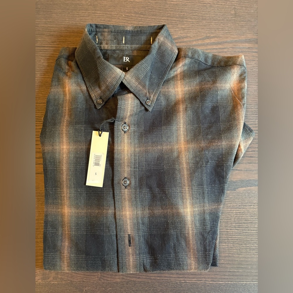Banana Republic | Cotton Flannel Shirt | Small | Black & Dark Brown